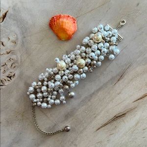 Silver pearl cuff bracelet